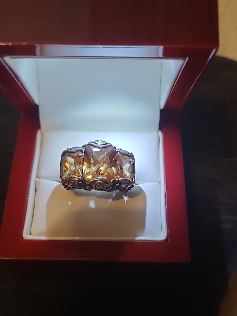 925 Sterling Silver Cirtrine Colored Gemstone Statement Ring, Size 7